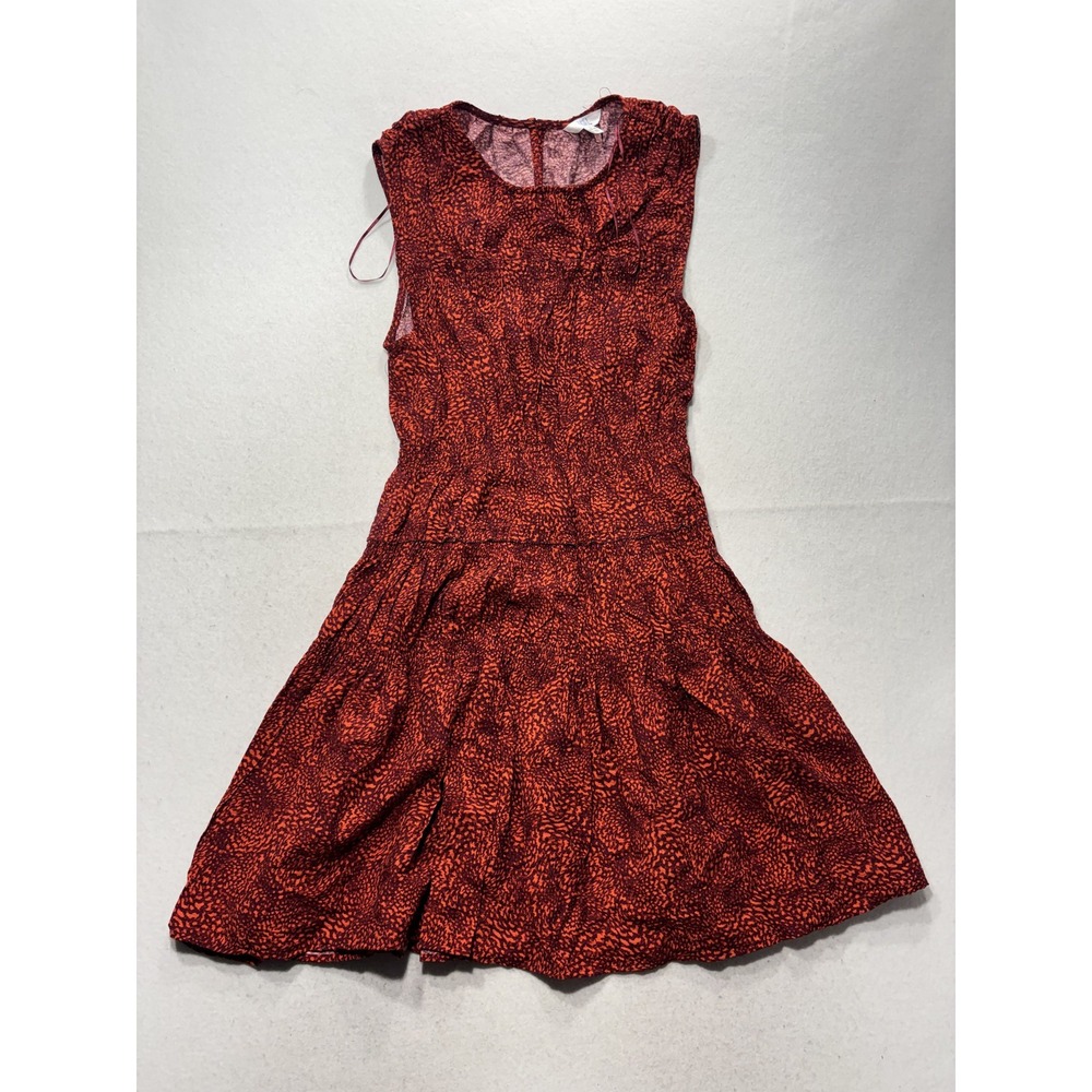 Time And Tru Dress Womens Large Red Animal Print Smocked Fit Flare TT2736022991P